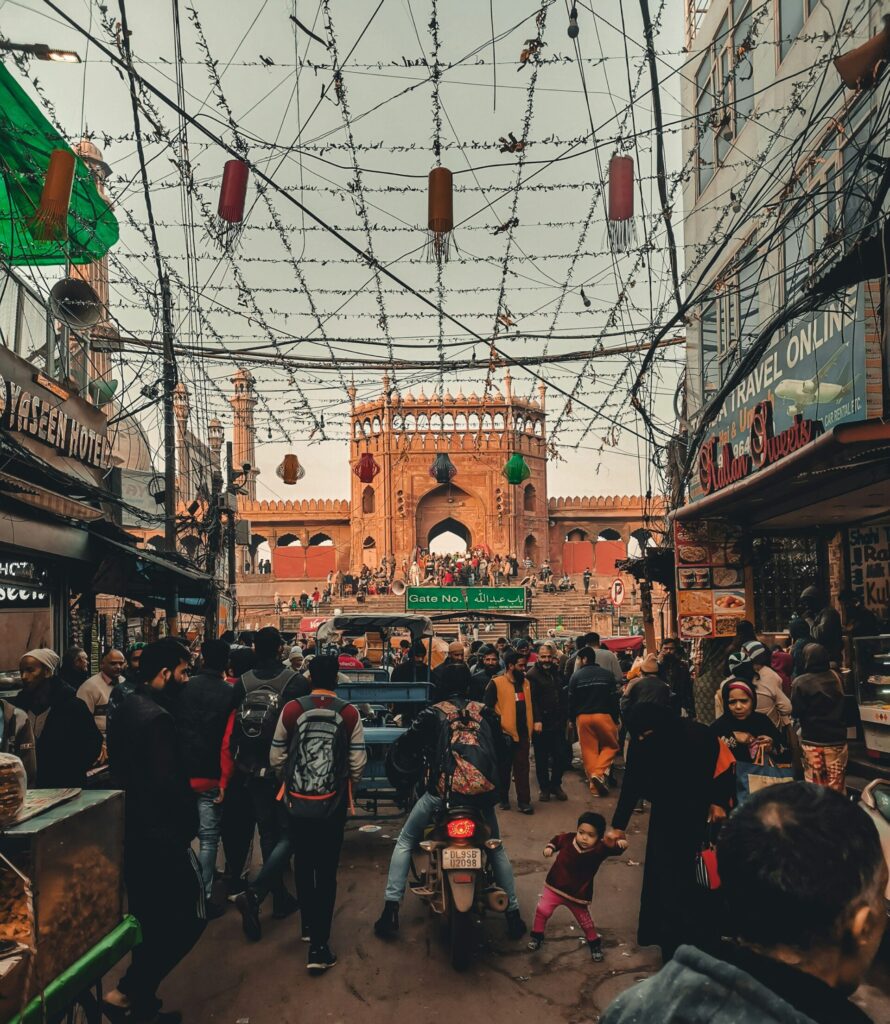 Rue du marché de Delhi Chandni Chowk